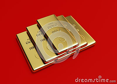 Stack Of Gold Bullionâ€™s Fine Gold Stock Photo